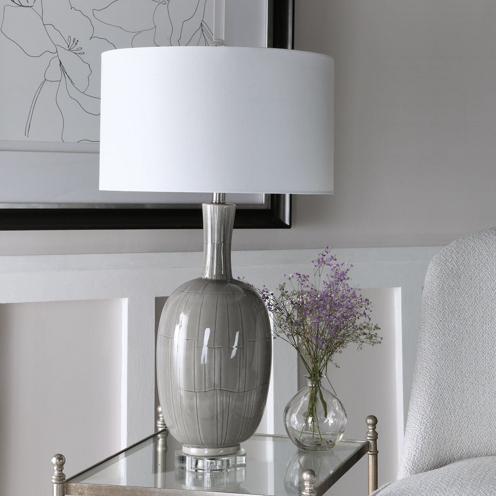 LeAnna Gray Crackle Table Lamp