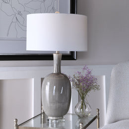 LeAnna Gray Crackle Table Lamp