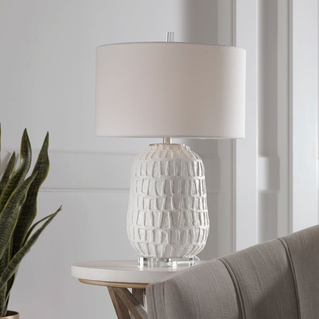 Caelina Textured White Table Lamp