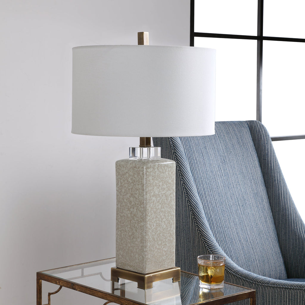 Irie Crackled Taupe Table Lamp