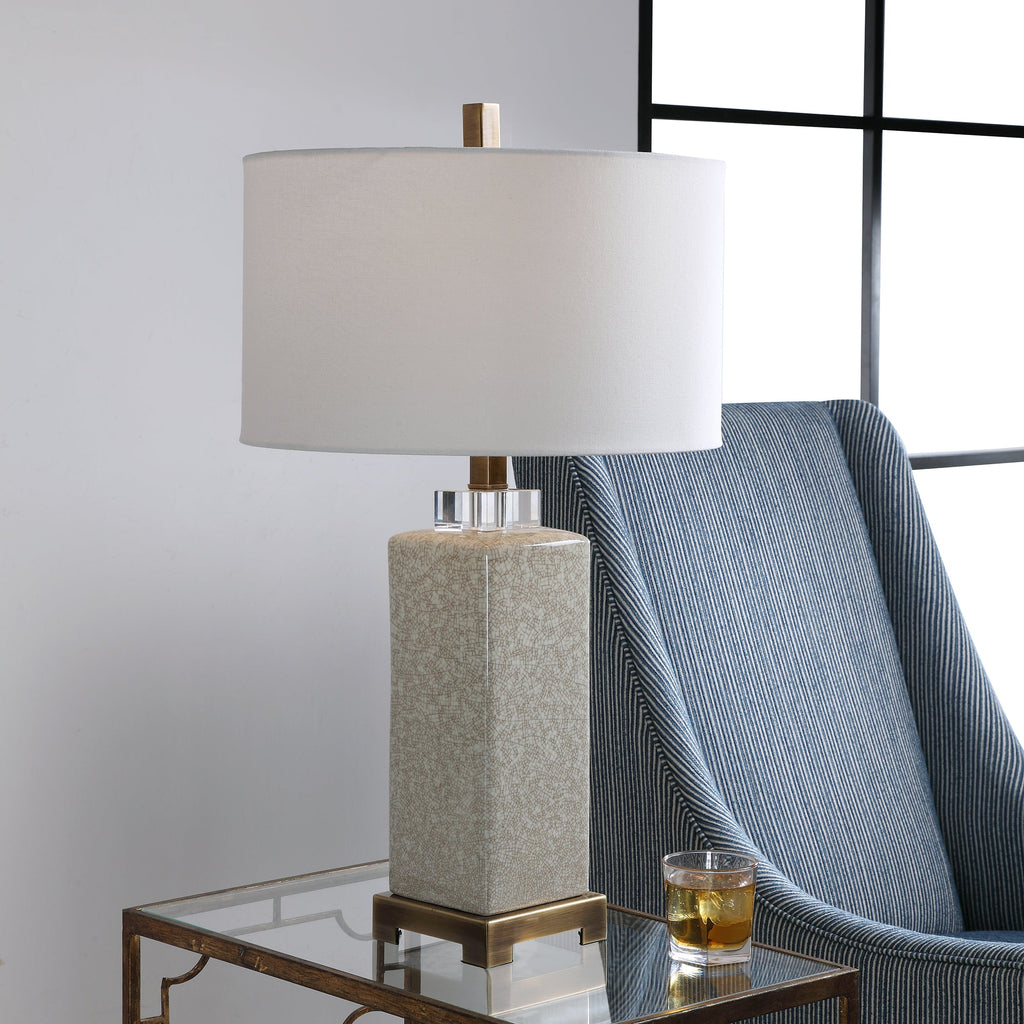 Irie Crackled Taupe Table Lamp