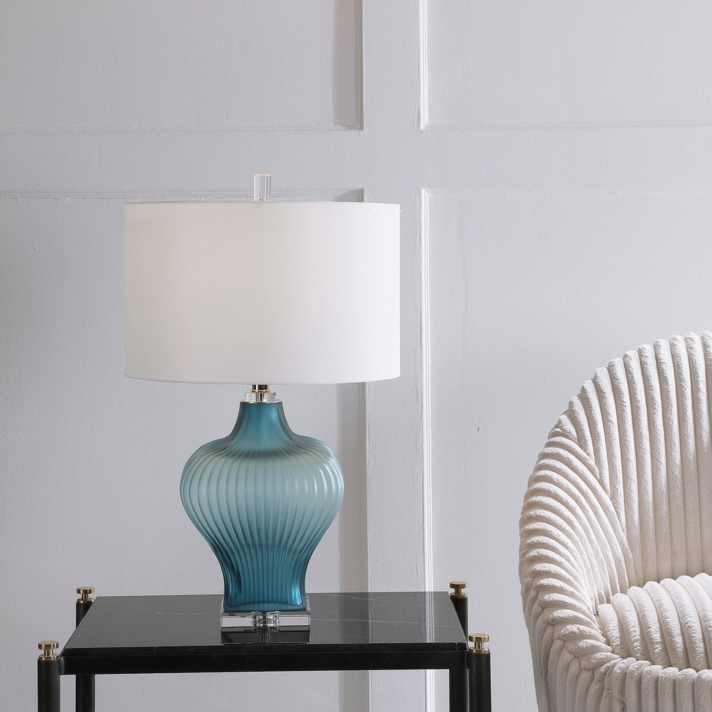 Marjorie Frosted Turquoise Table Lamp