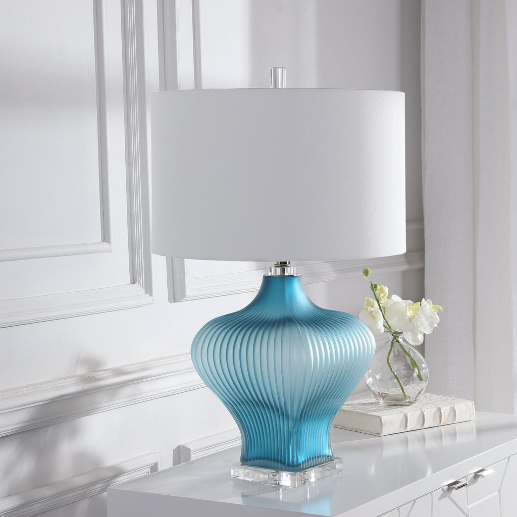 Marjorie Frosted Turquoise Table Lamp