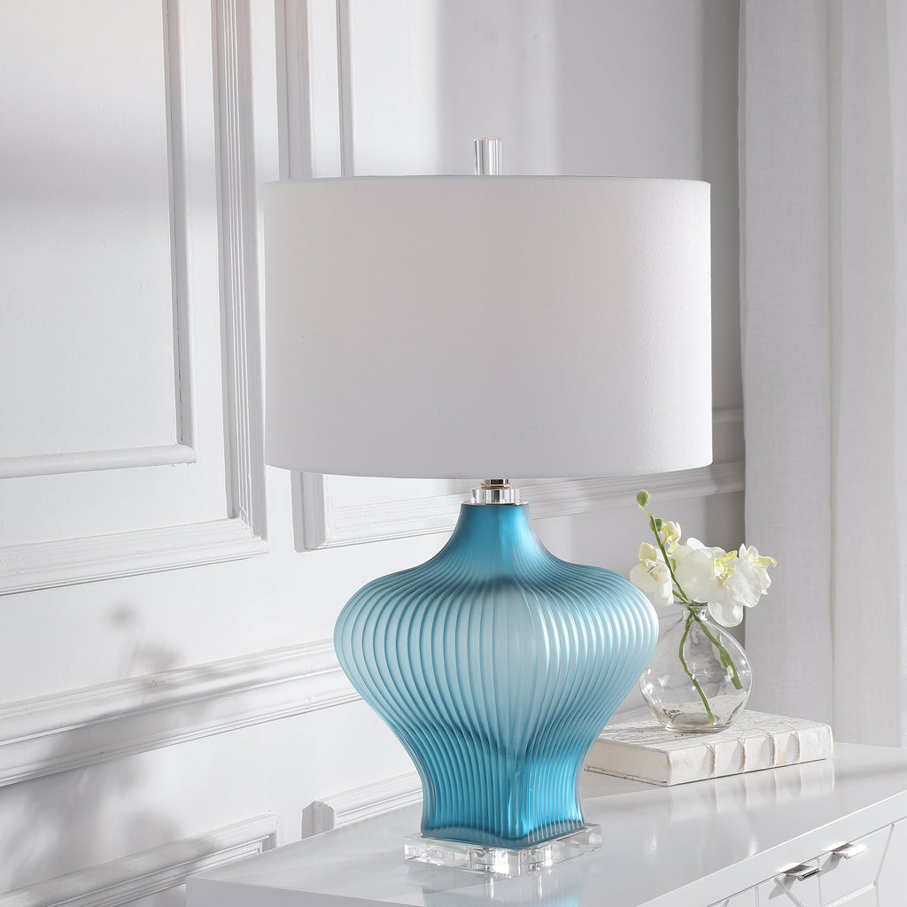 Marjorie Frosted Turquoise Table Lamp