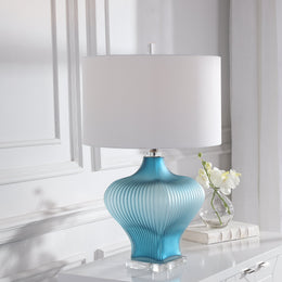 Marjorie Frosted Turquoise Table Lamp