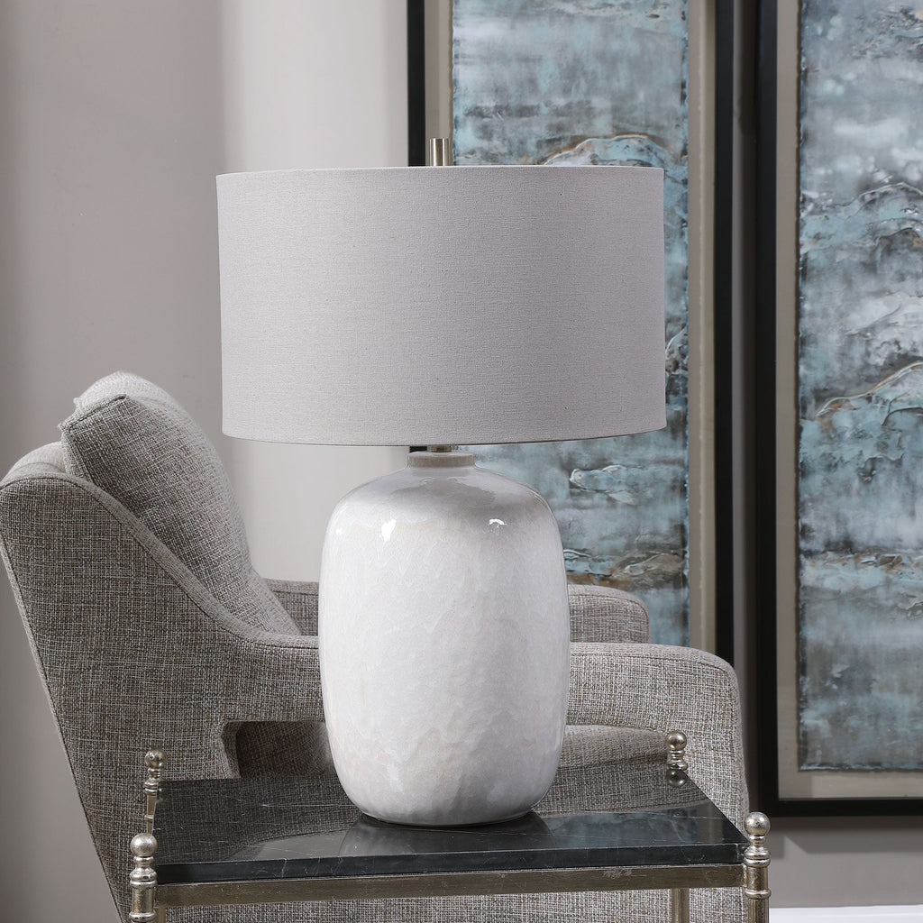 Winterscape White Glaze Table Lamp