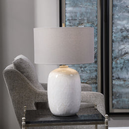 Winterscape White Glaze Table Lamp