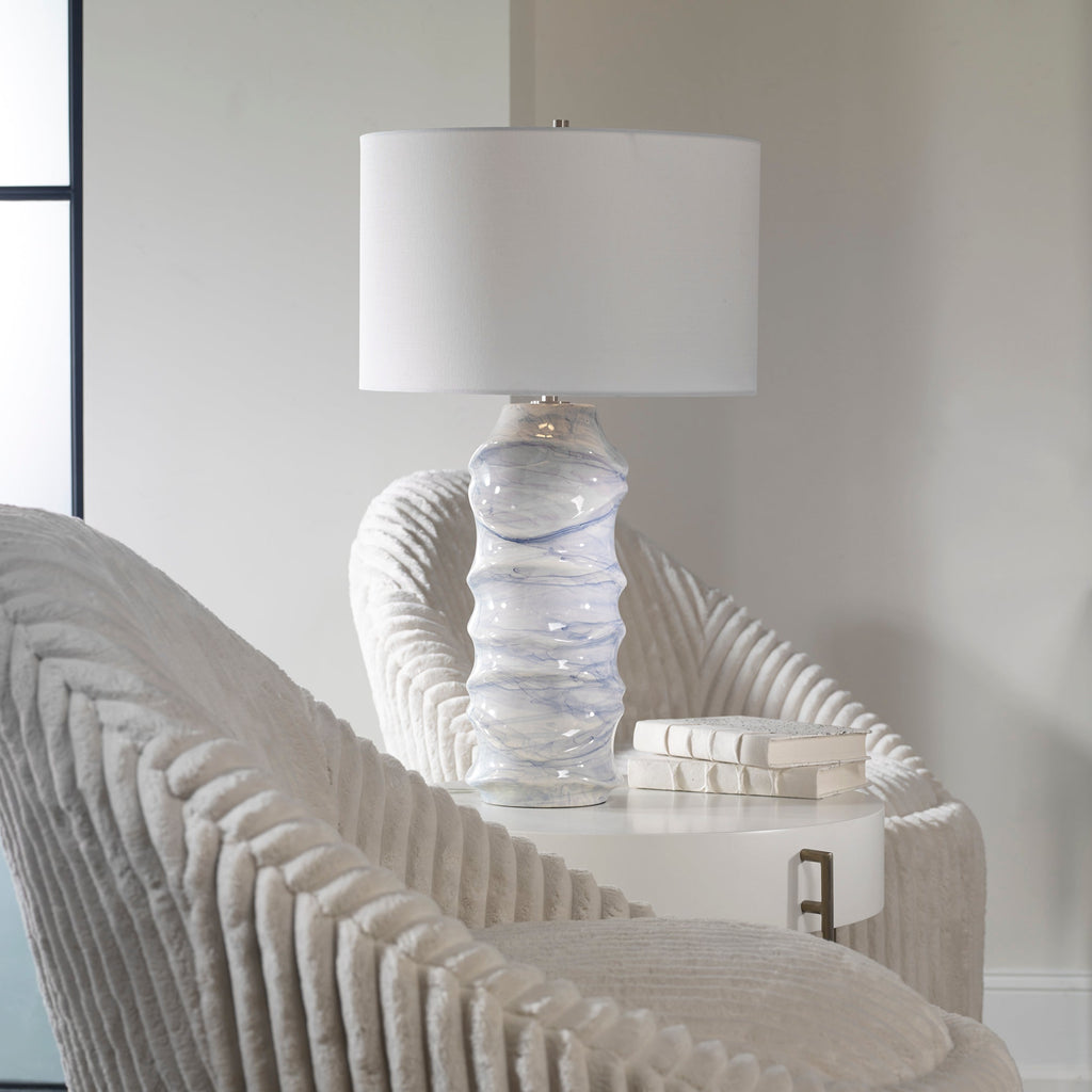 Waves Blue & White Table Lamp