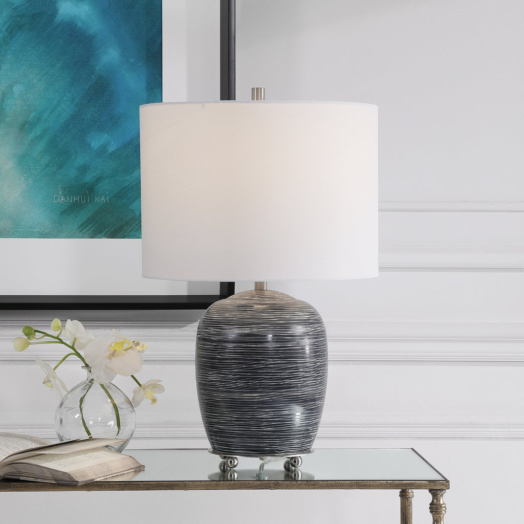 Transpose Satin Black Table Lamp