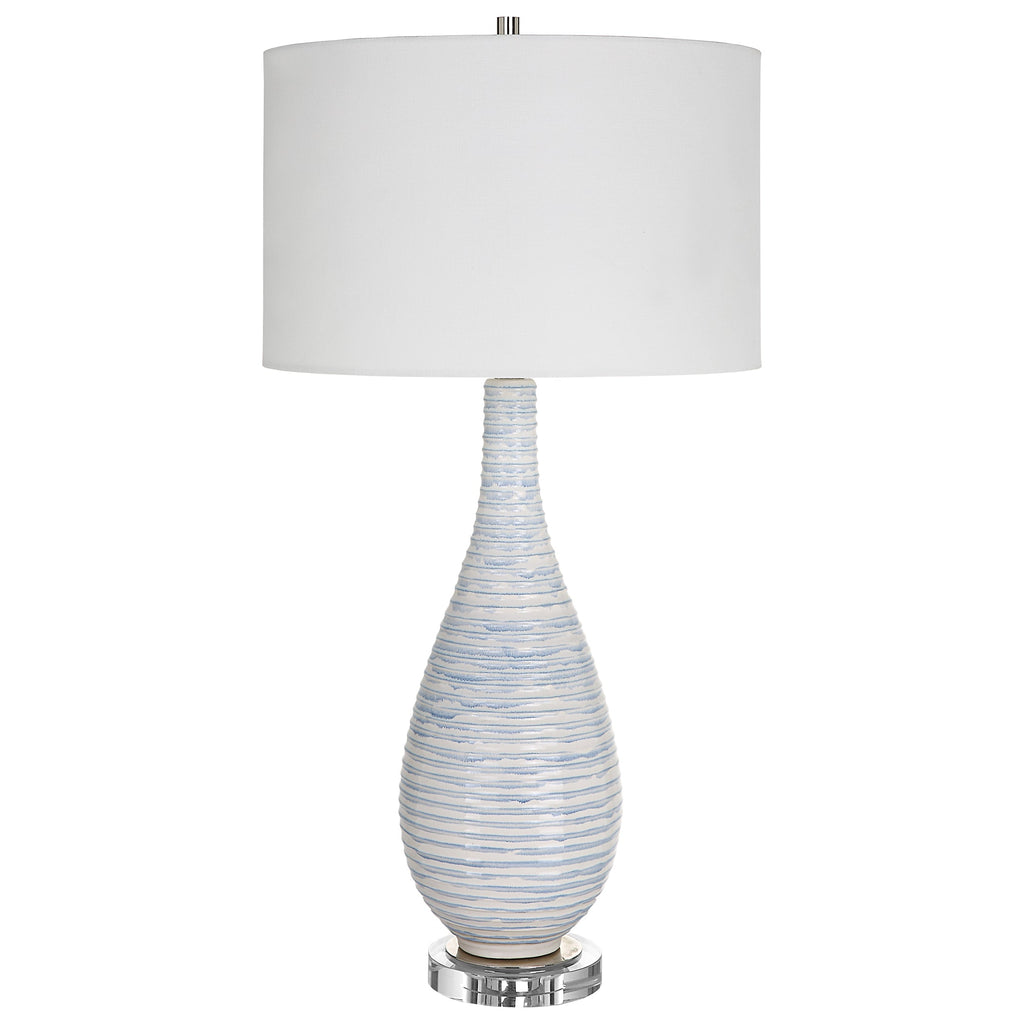 Clariot Ribbed Blue Table Lamp