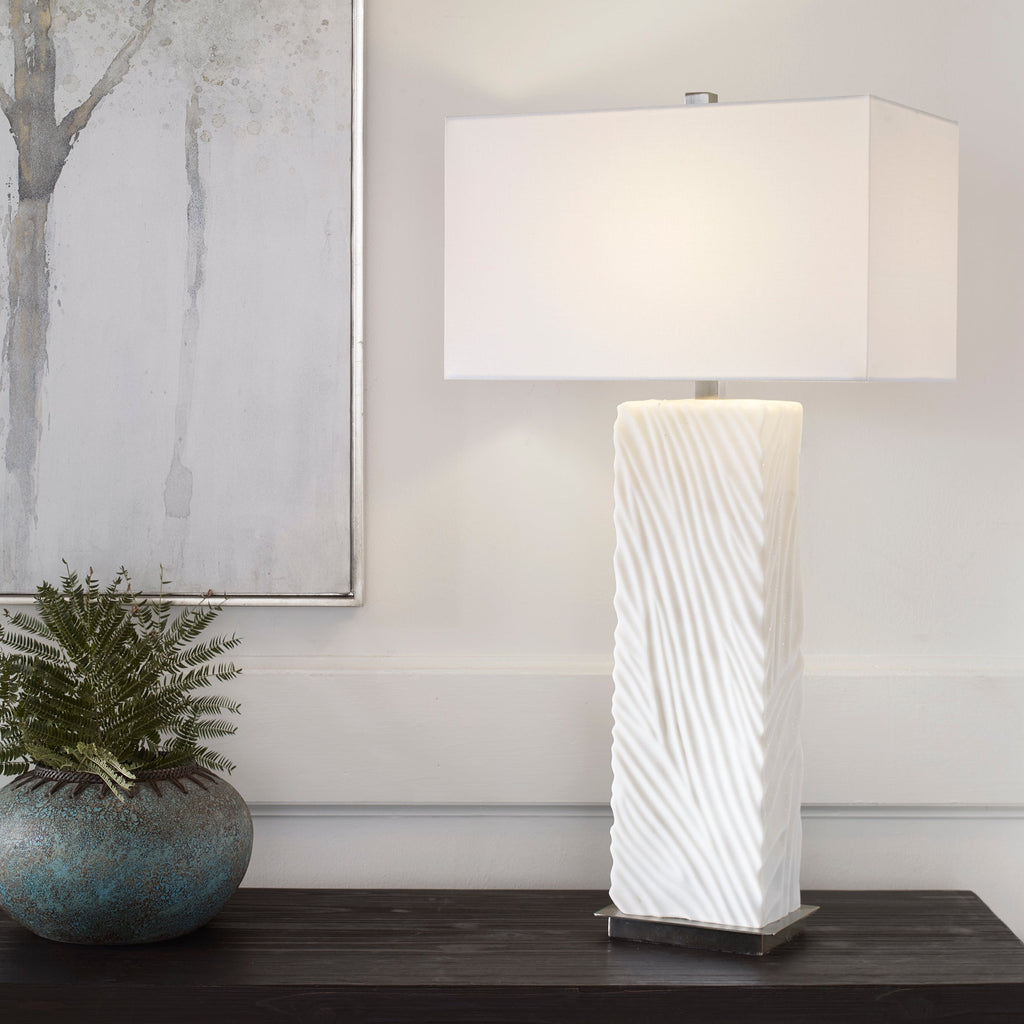 Pillar White Marble Table Lamp