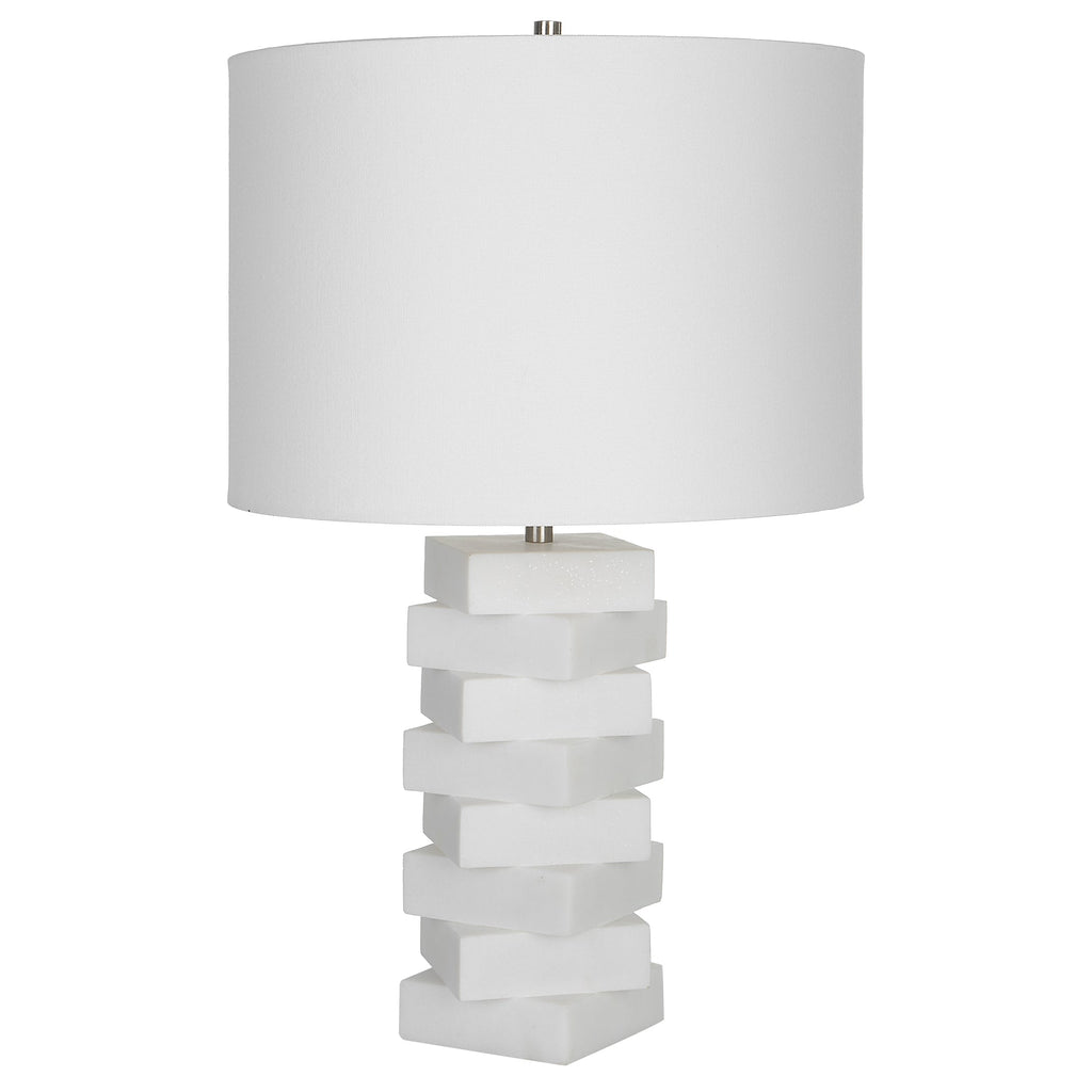 Ascent White Geometric Table Lamp