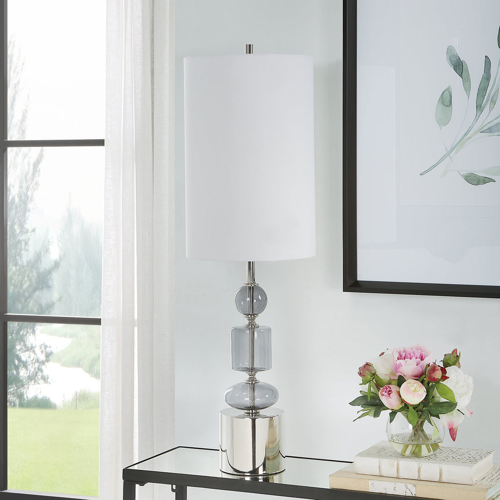 Stratus Gray Glass Buffet Lamp