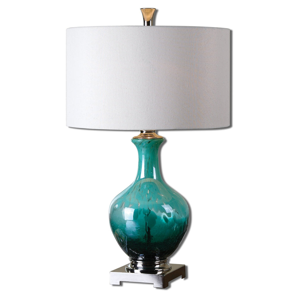 Yvonne Green Blue Glass Table Lamp