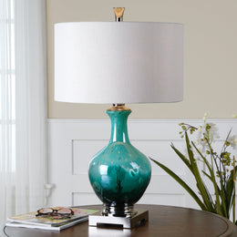 Yvonne Green Blue Glass Table Lamp