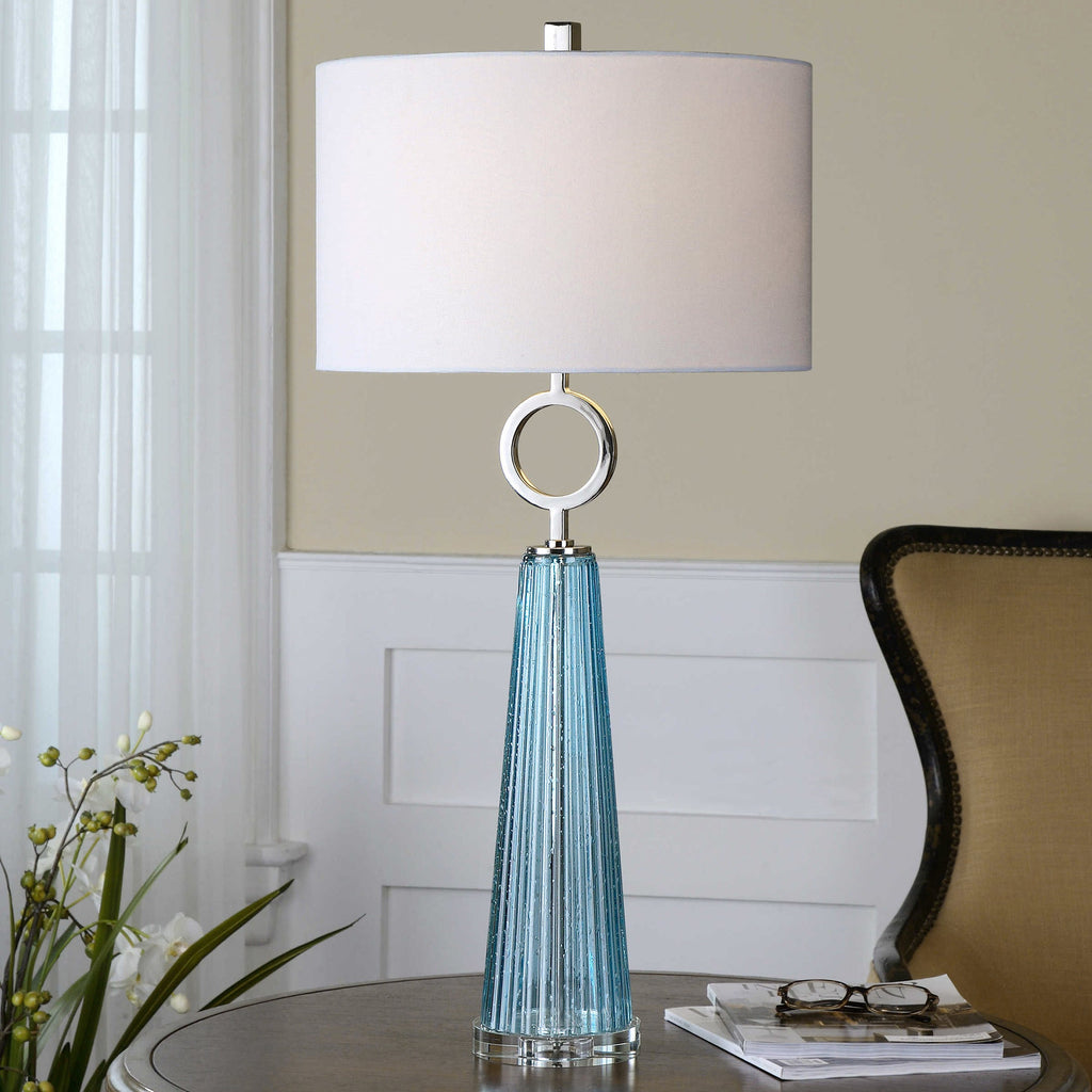 Navier Blue Glass Table Lamp