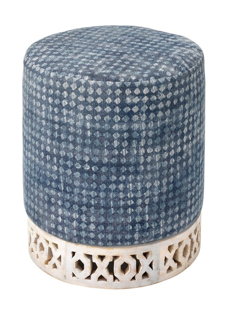 Solana Upholstered Ottoman-Blue