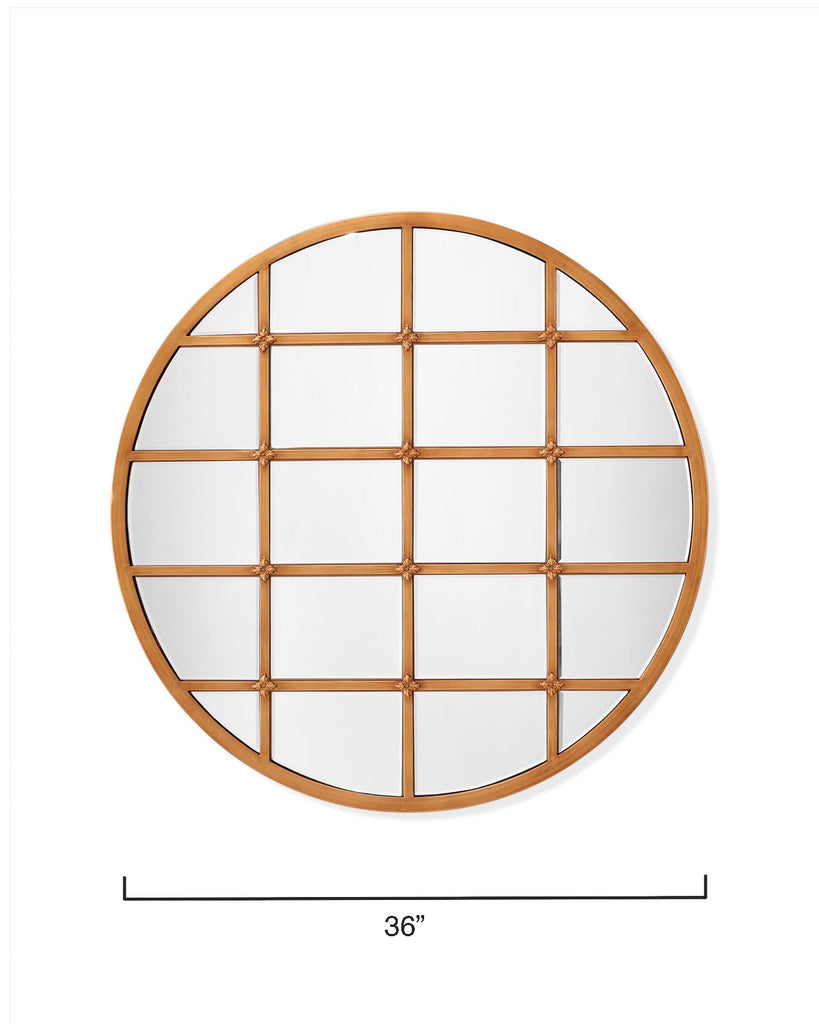 Round Grid Mirror-Antique Brass