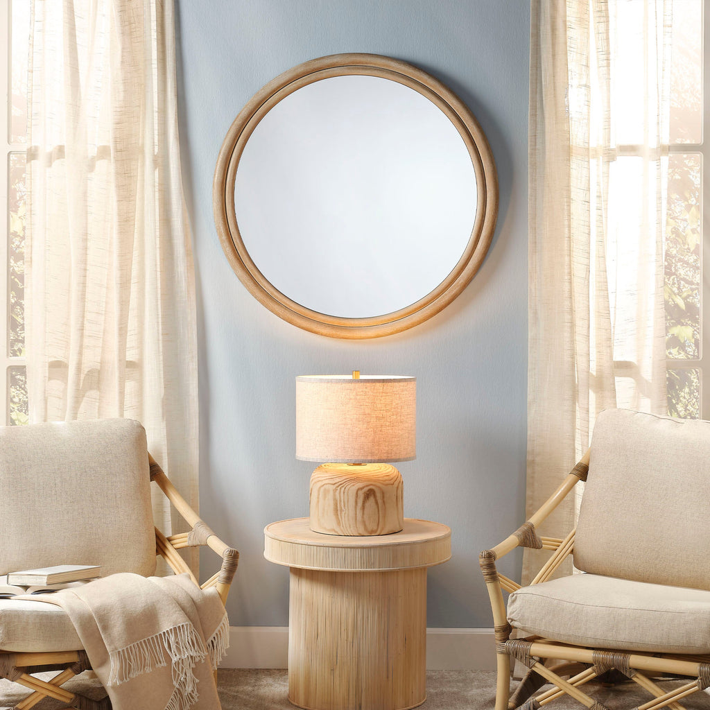 Riley Wood Round Wall Mirror