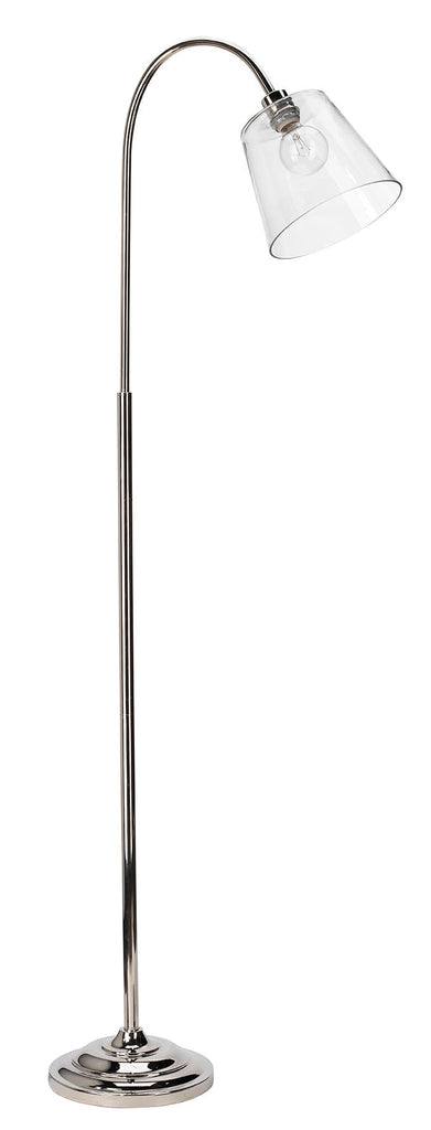 Swan Floor Lamp-Nickel-Clear Glass