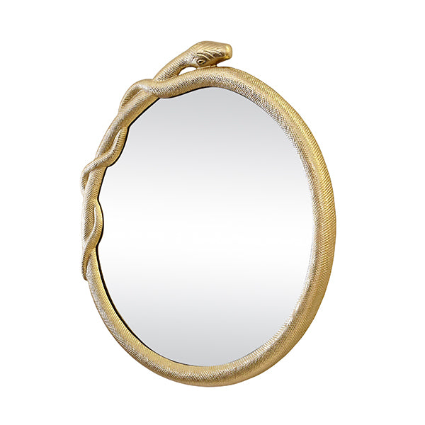 Entangled Snake Frame Round Mirror In Gold