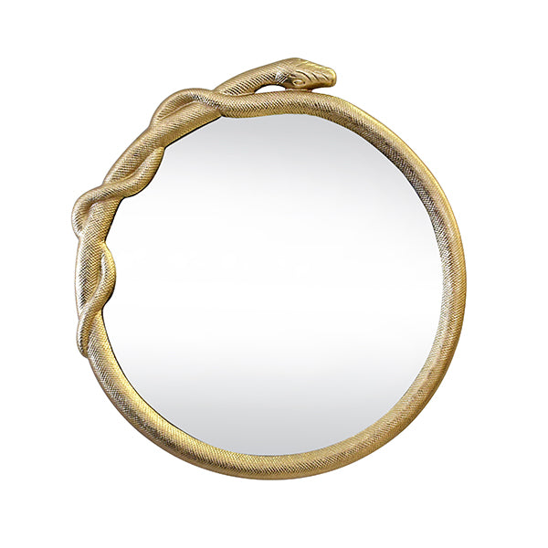 Entangled Snake Frame Round Mirror In Gold