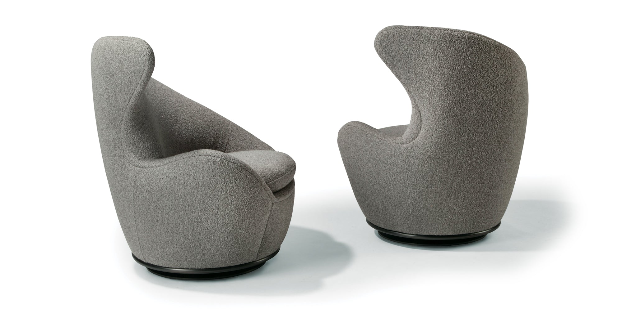 Left Wing Swivel Chair In Gray Fabric With Dark Bronze Base