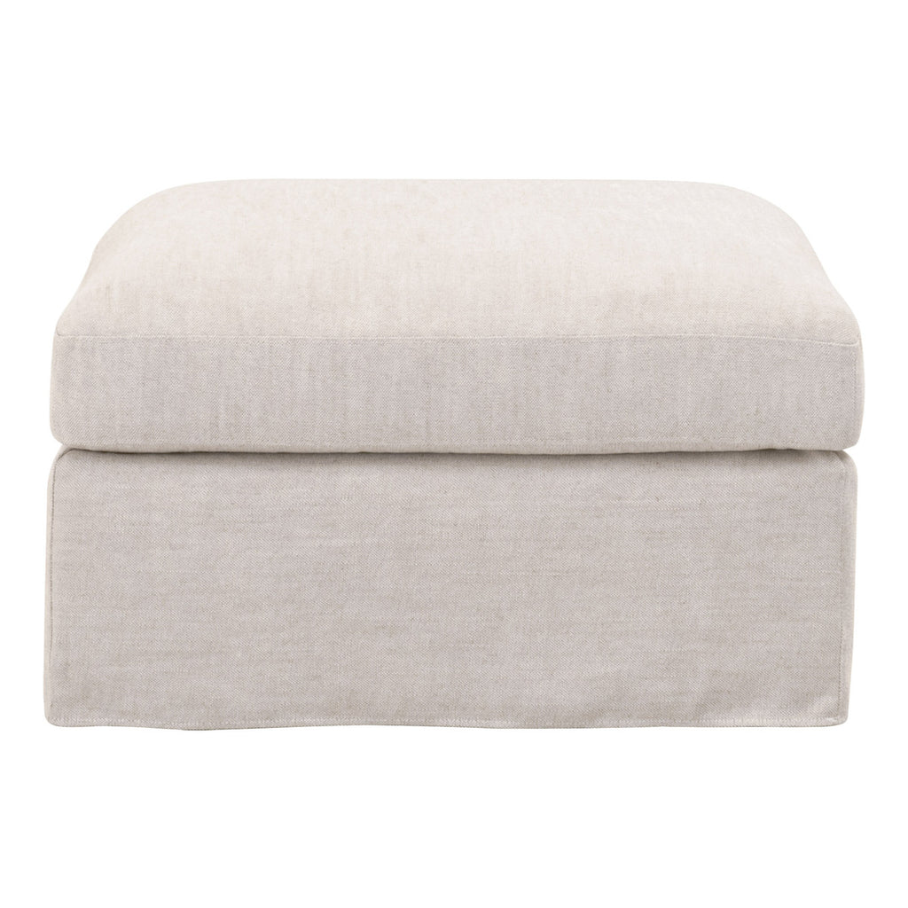 Lena Modular Slipcover Ottoman - Bisque, Espresso