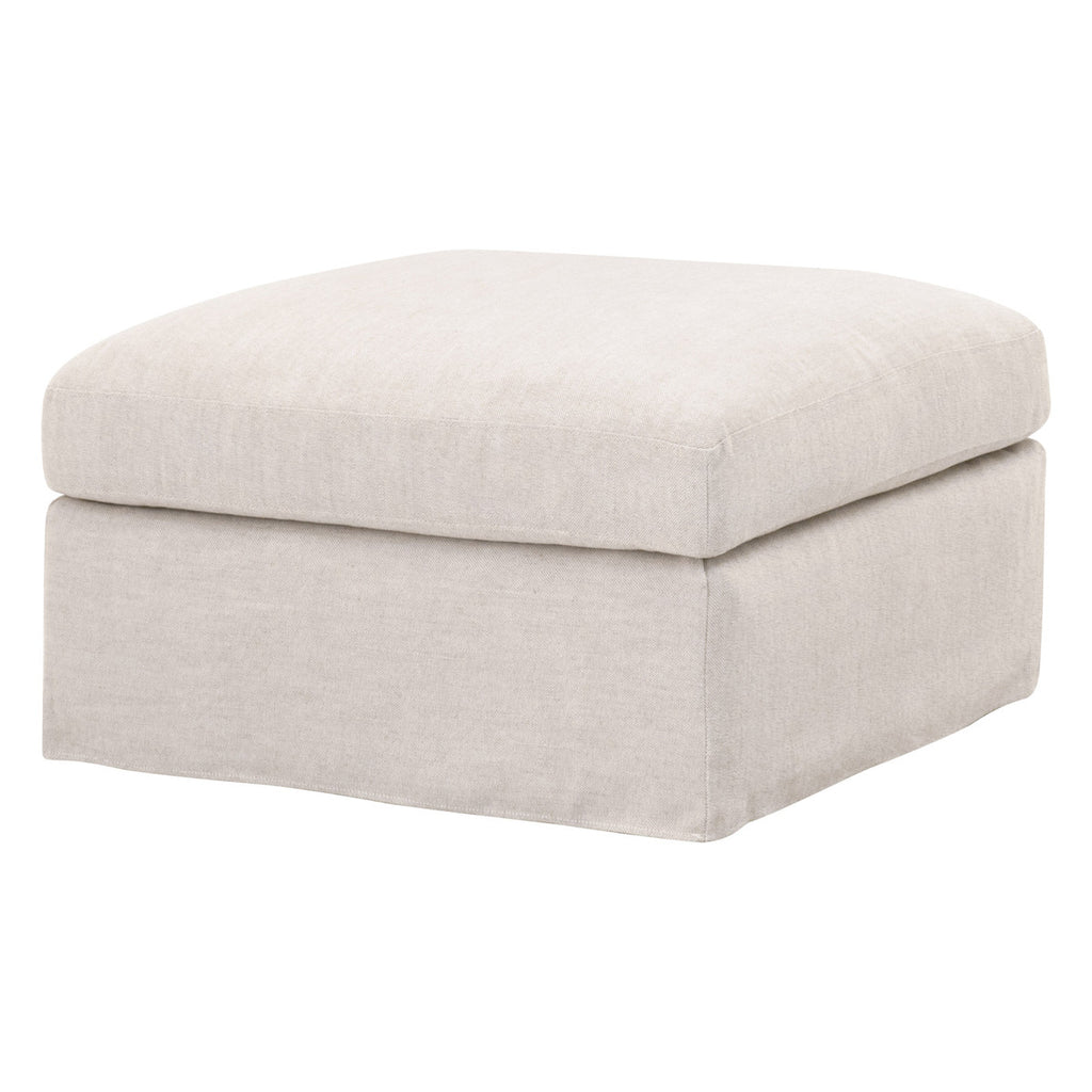 Lena Modular Slipcover Ottoman - Bisque, Espresso