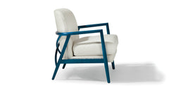Lex Lounge Chair In White Fabric With Electric Blue Frame