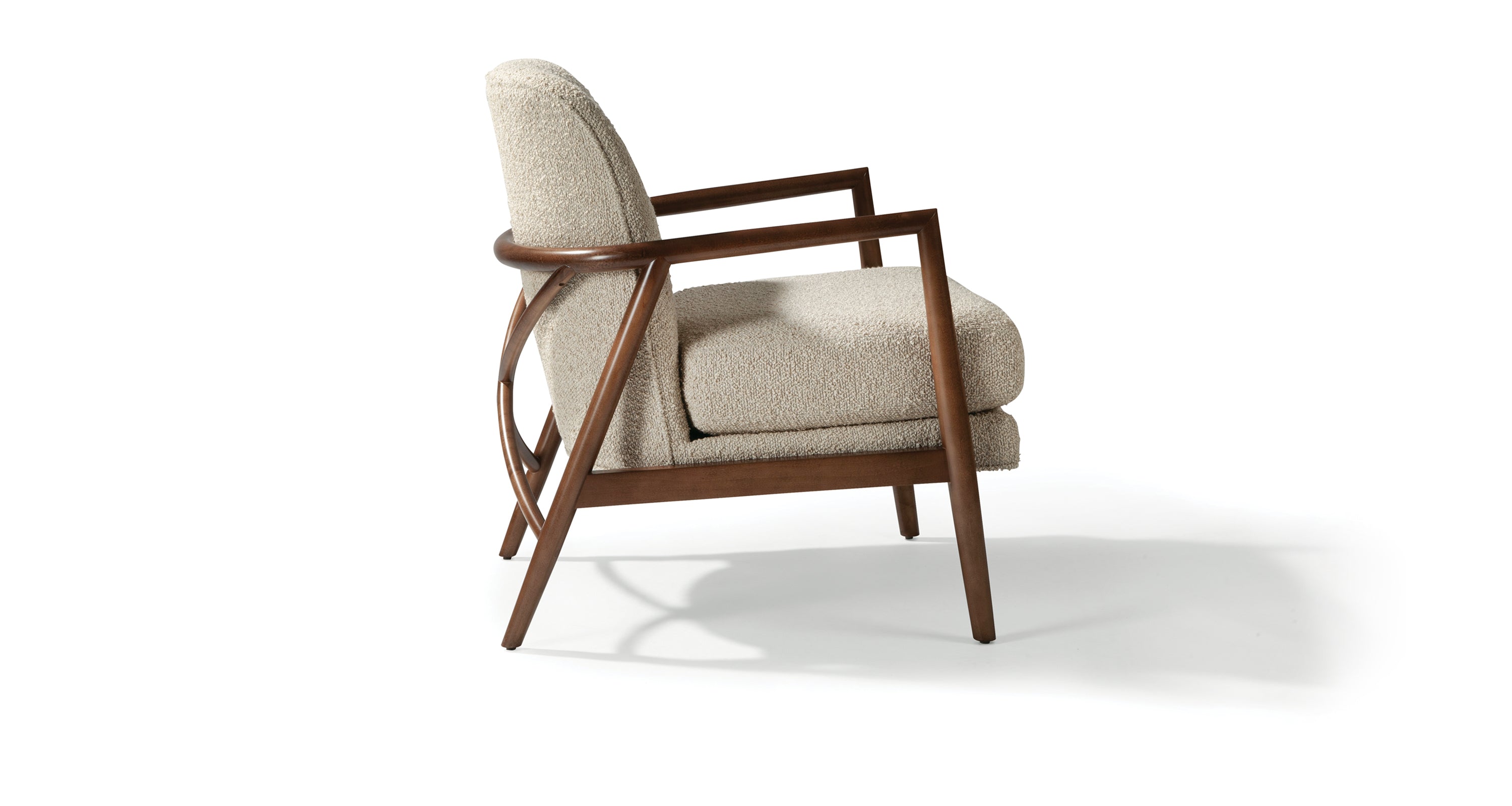 Lex Lounge Chair In White Fabric With Nutty Brown Frame