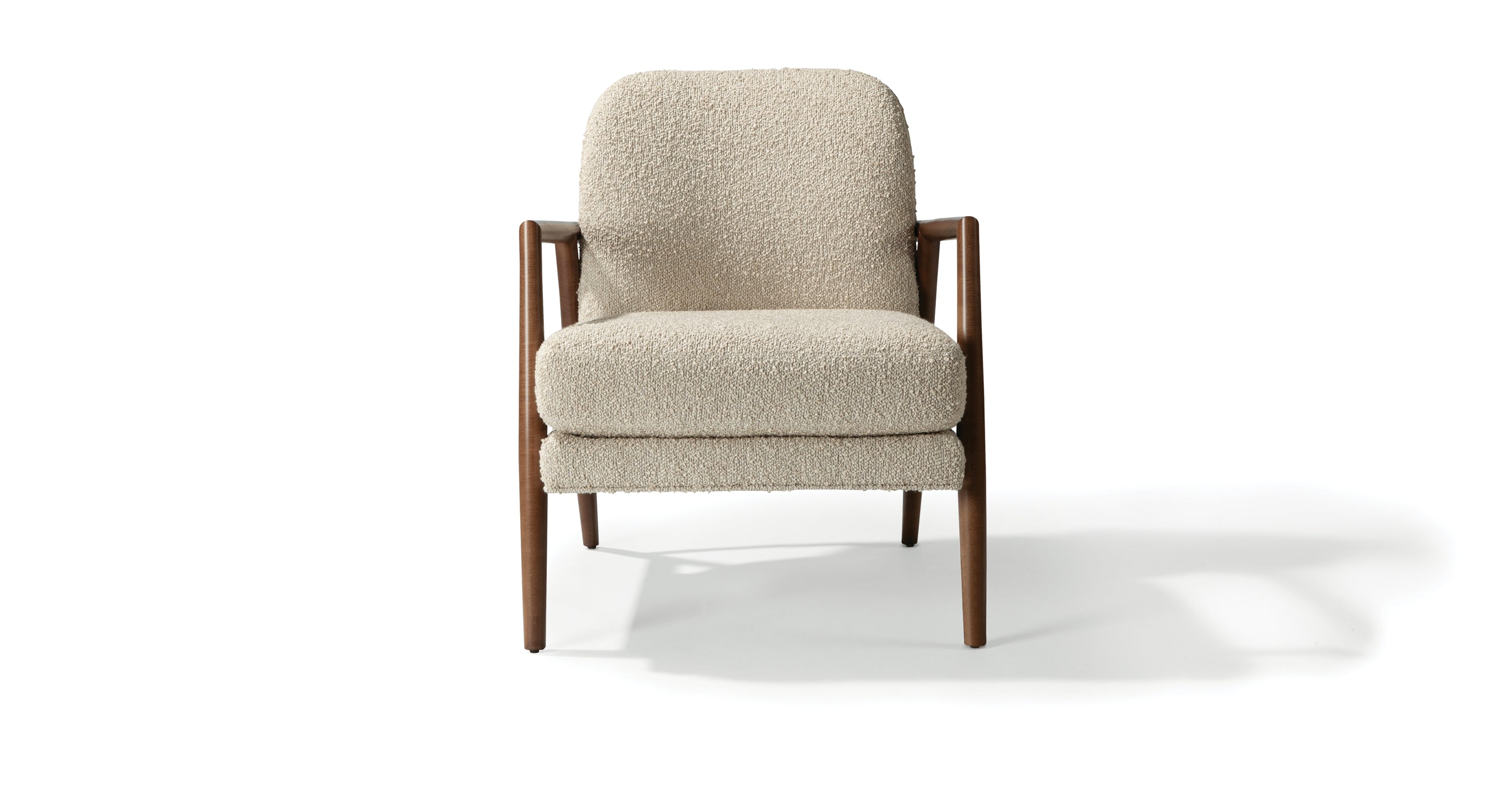 Lex Lounge Chair In White Fabric With Nutty Brown Frame