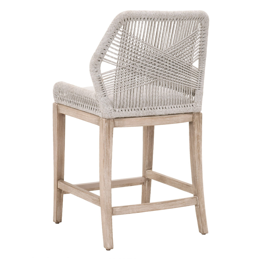 Loom Counter Stool, Taupe and White Flat Rope