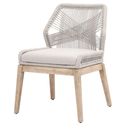 Loom Dining Chair, Set of 2, Taupe and White Flat Rope