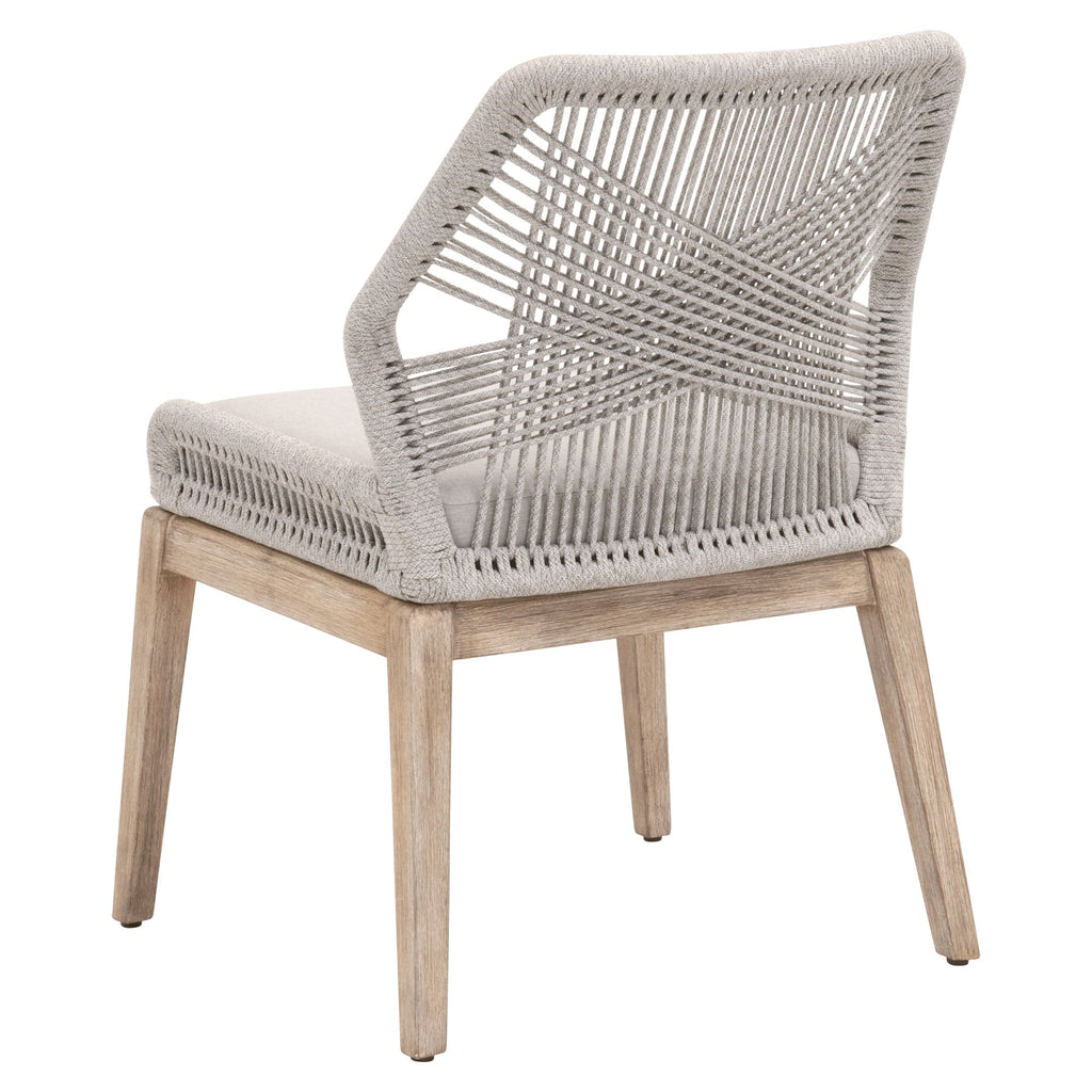 Loom Dining Chair, Set of 2, Taupe and White Flat Rope