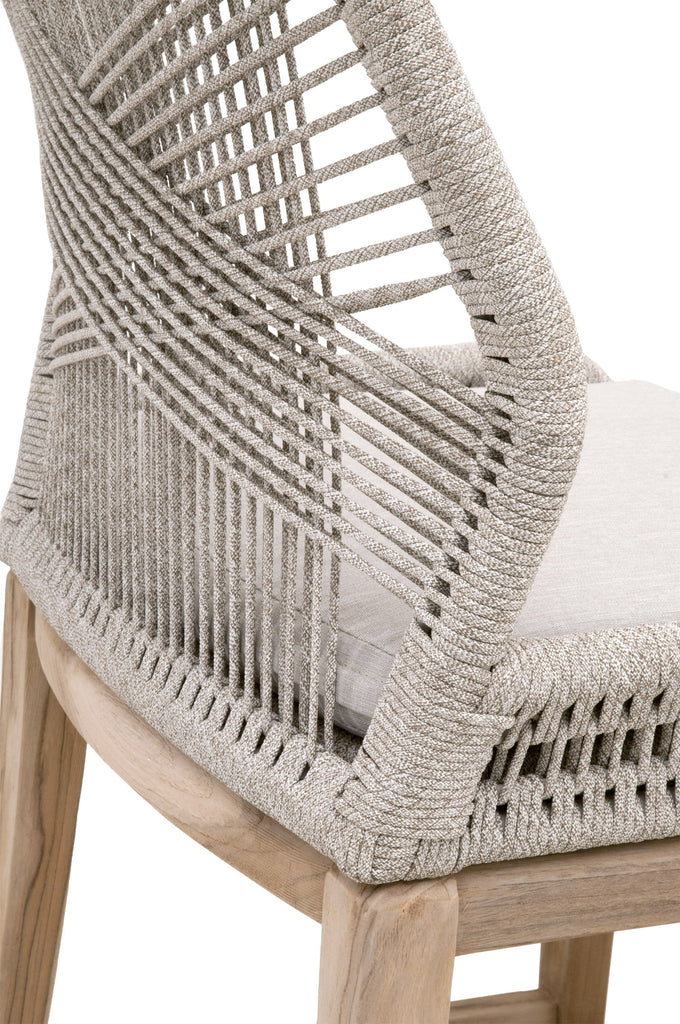 Loom Outdoor Barstool, Taupe and White Flat Rope