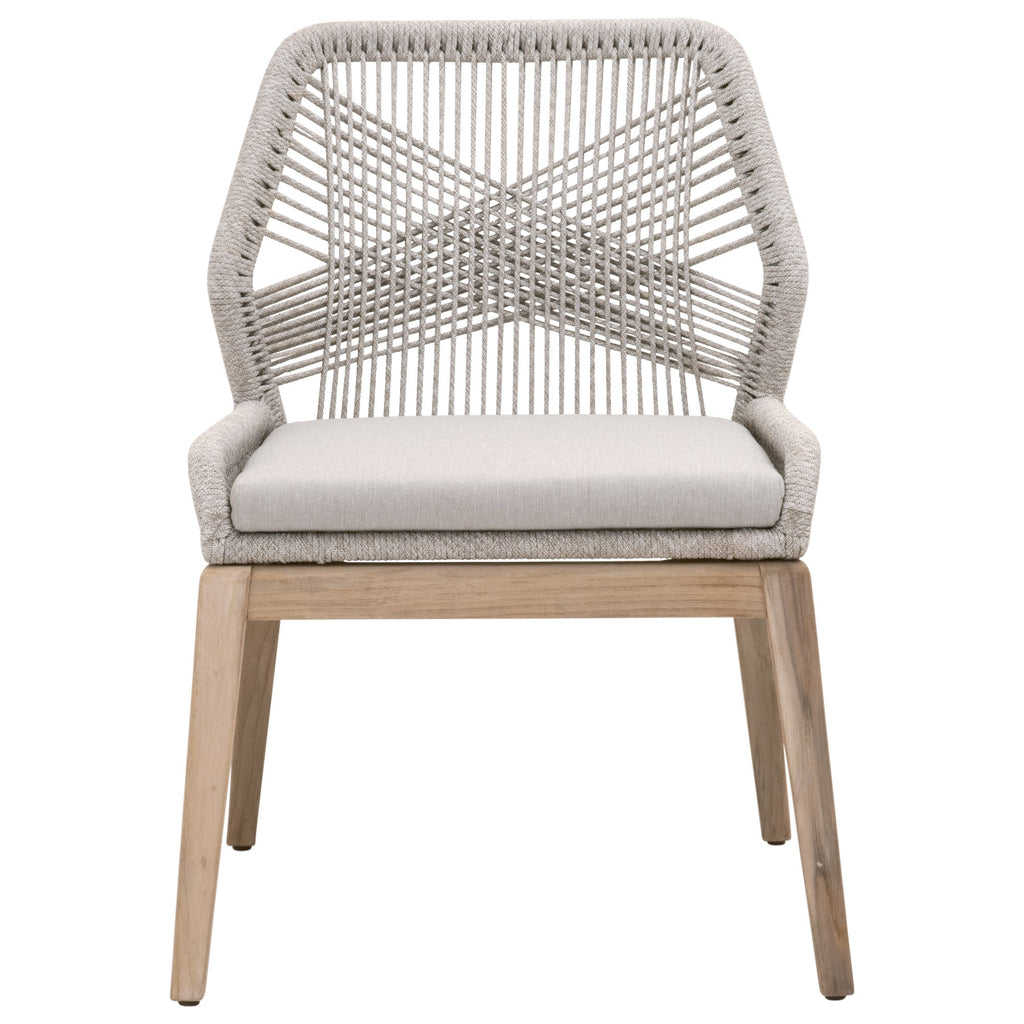 Loom Outdoor Dining Chair, Set of 2, Taupe and White Flat Rope