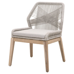 Loom Outdoor Dining Chair, Set of 2, Taupe and White Flat Rope