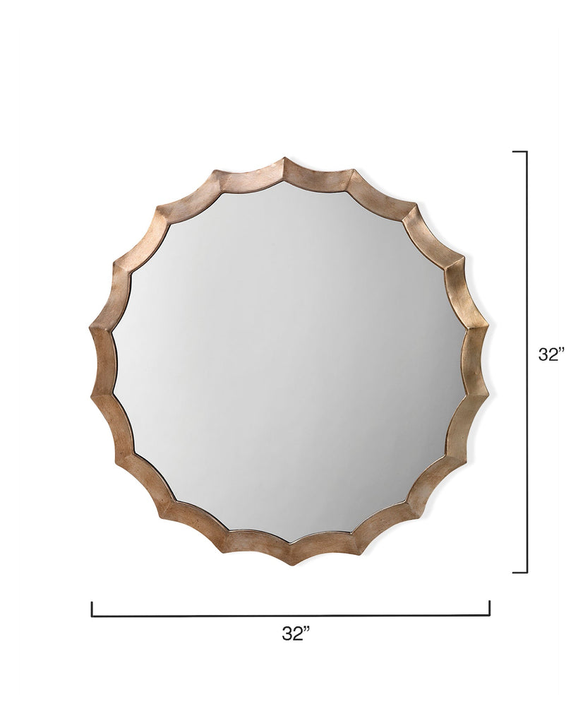 Round Scalloped Mirror-Antique Silver