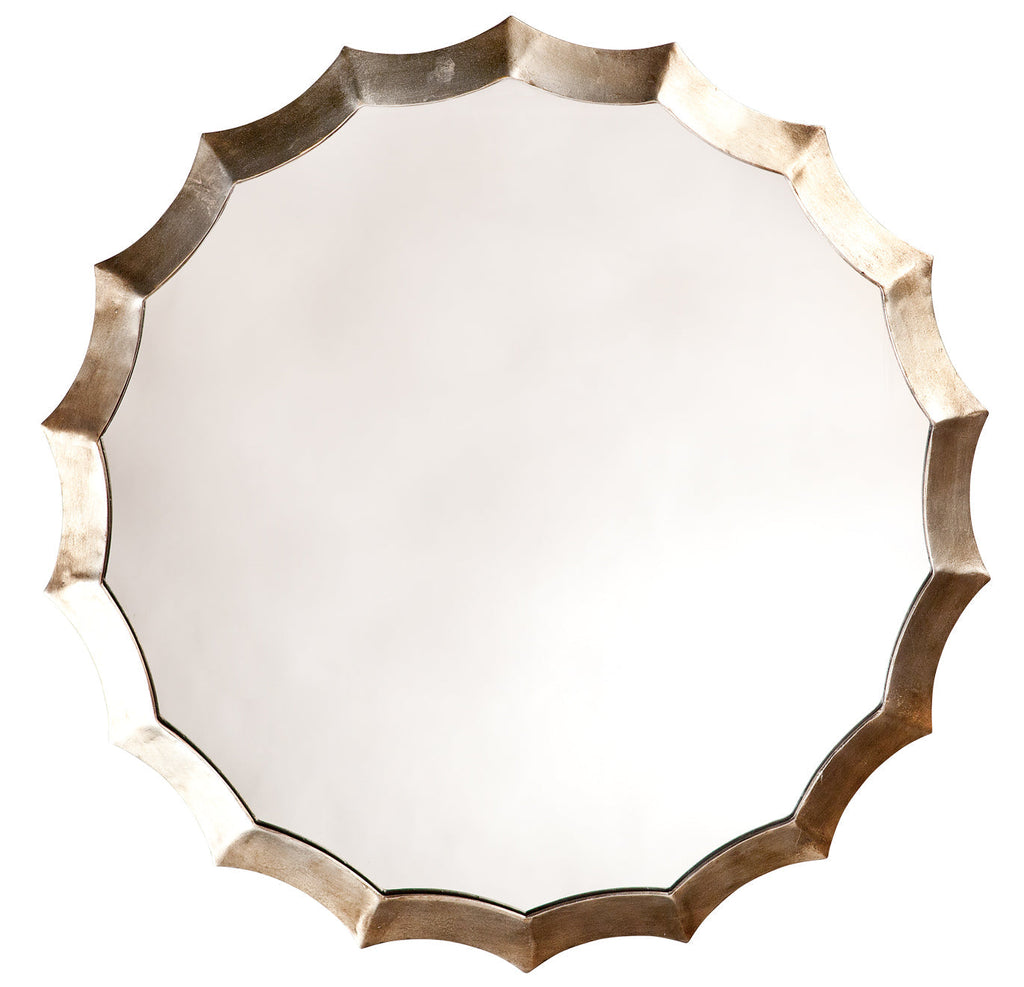 Round Scalloped Mirror-Antique Silver