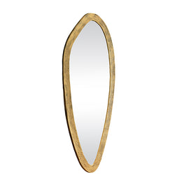 Organic Oval Shaped Mirror In Brass Finish