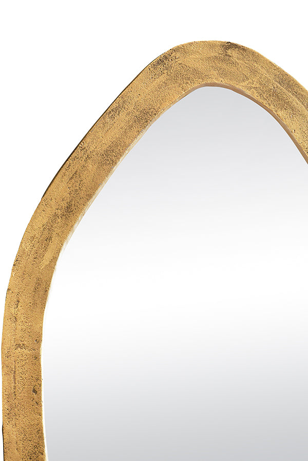 Organic Oval Shaped Mirror In Brass Finish