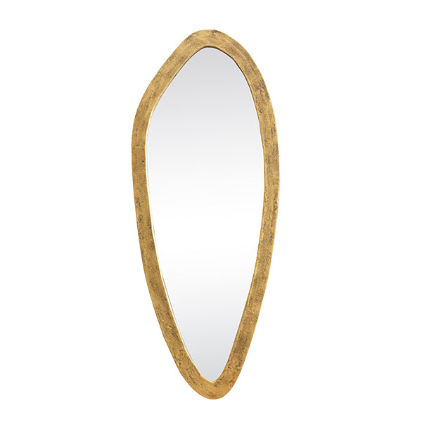 Organic Oval Shaped Mirror In Brass Finish