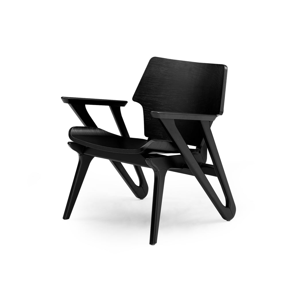 Velo Armchair with Shaped Seat and Shaped Back in Black