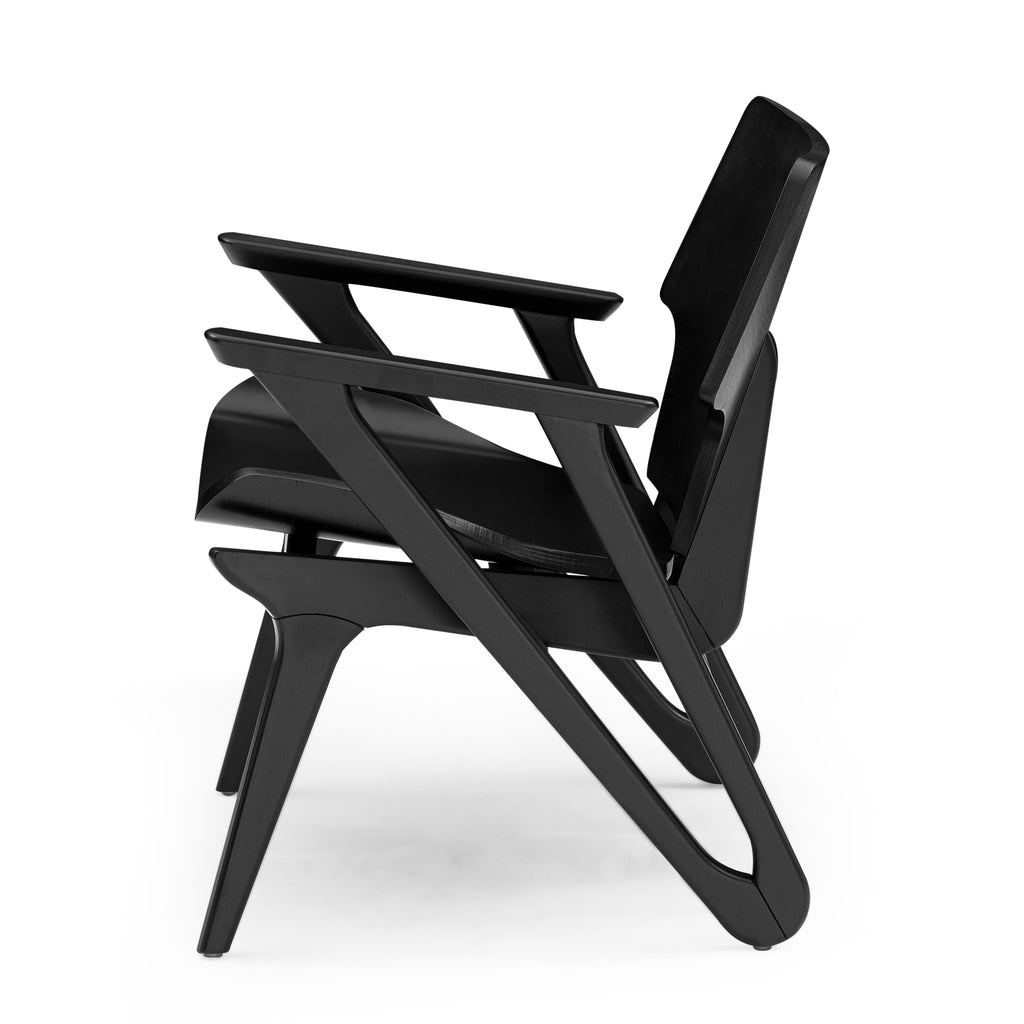 Velo Armchair with Shaped Seat and Shaped Back in Black