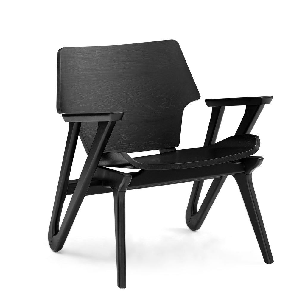 Velo Armchair with Shaped Seat and Shaped Back in Black