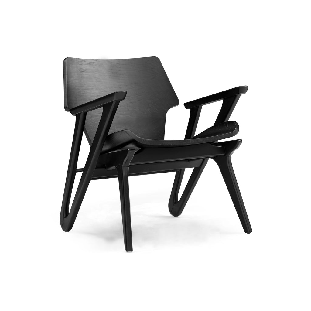 Velo Armchair with Shaped Seat and Shaped Back in Black