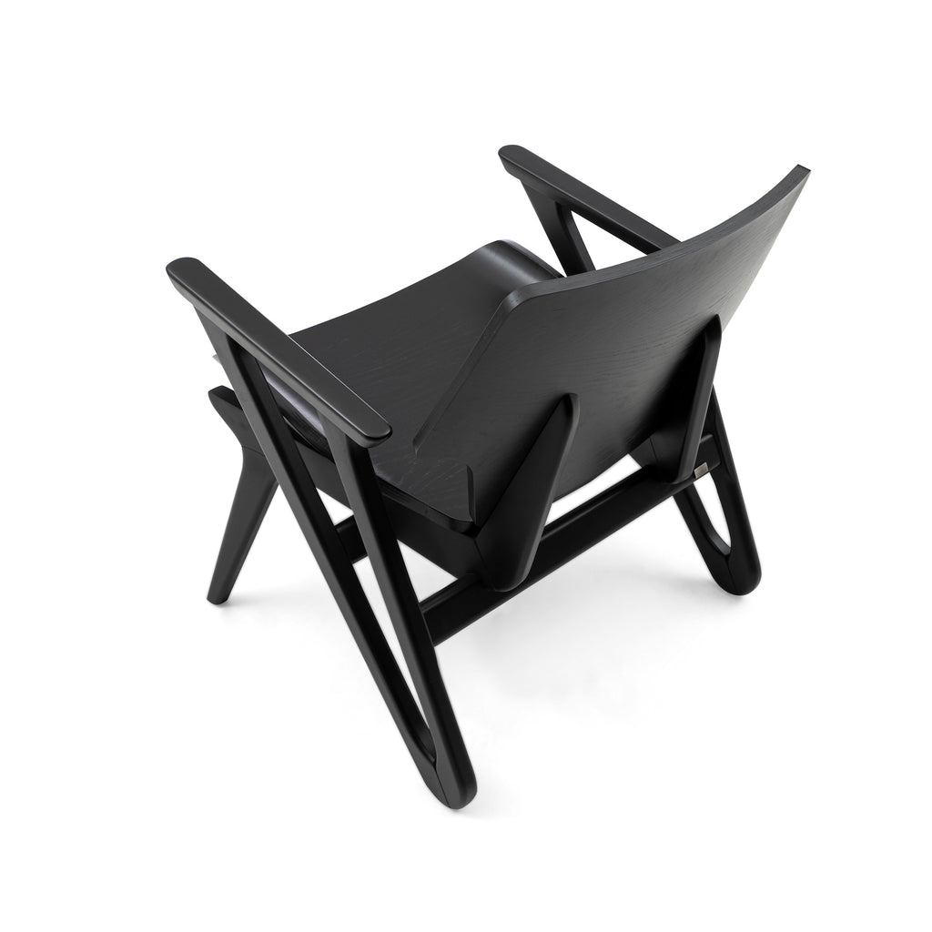 Velo Armchair with Shaped Seat and Shaped Back in Black