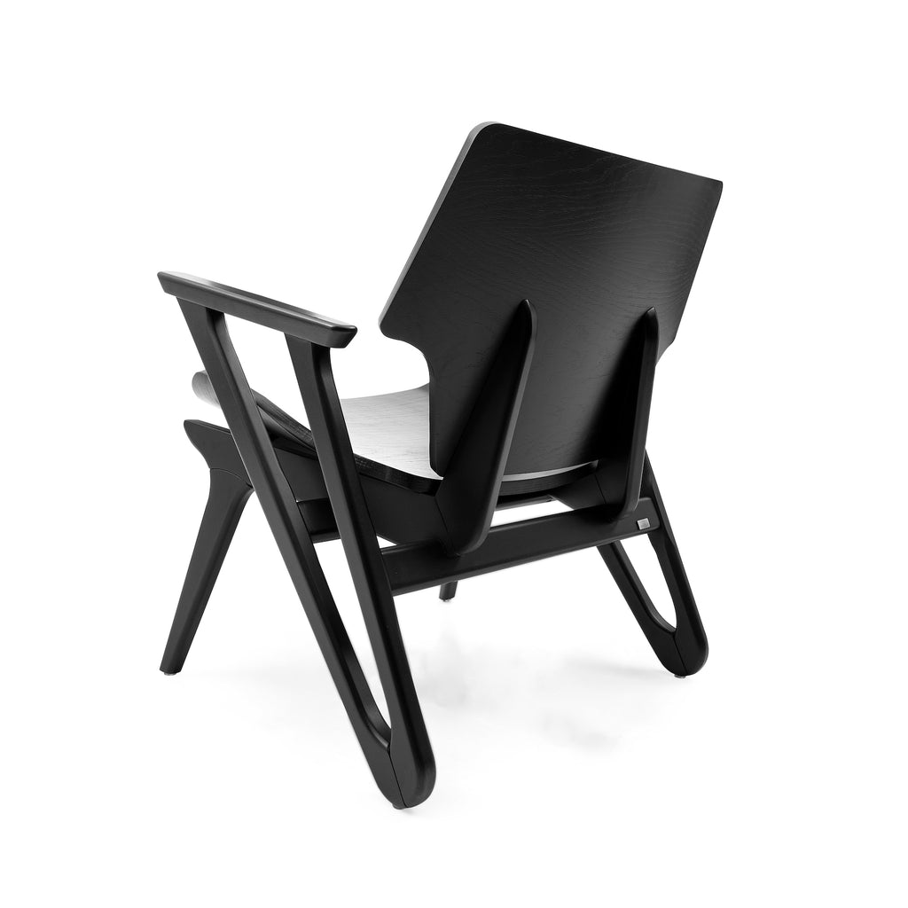 Velo Armchair with Shaped Seat and Shaped Back in Black