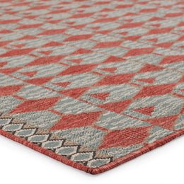 Vibe by Jaipur Living Maji Indoor/ Outdoor Geometric Red/ Sea Green Area Rug